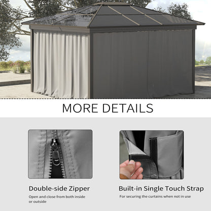 Outsunny Replacement Gazebo Curtains, 4-Panel Gazebo Side Panels Only, for 3 x 3 (M) Gazebos or Pergolas, Hooks/C-Rings Included, Light Grey