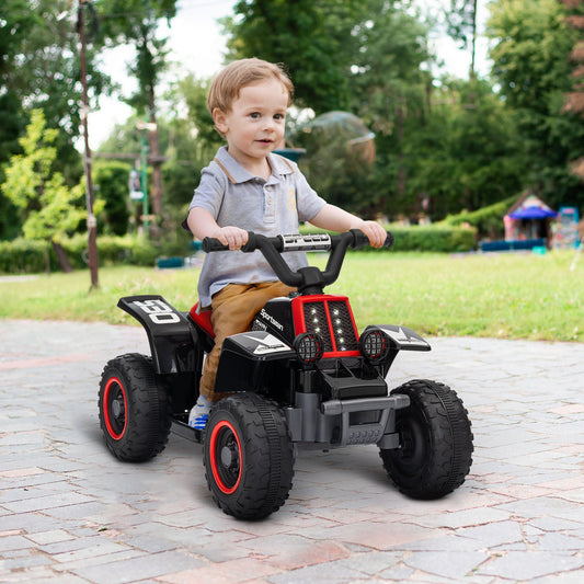 AIYAPLAY 6V Elektryczny Quad dla Dzieci, Jeździk ATV z Przodu Do Tyłu, Reflektory, dla 18-36 Miesięcy, Czarny i Czerwony