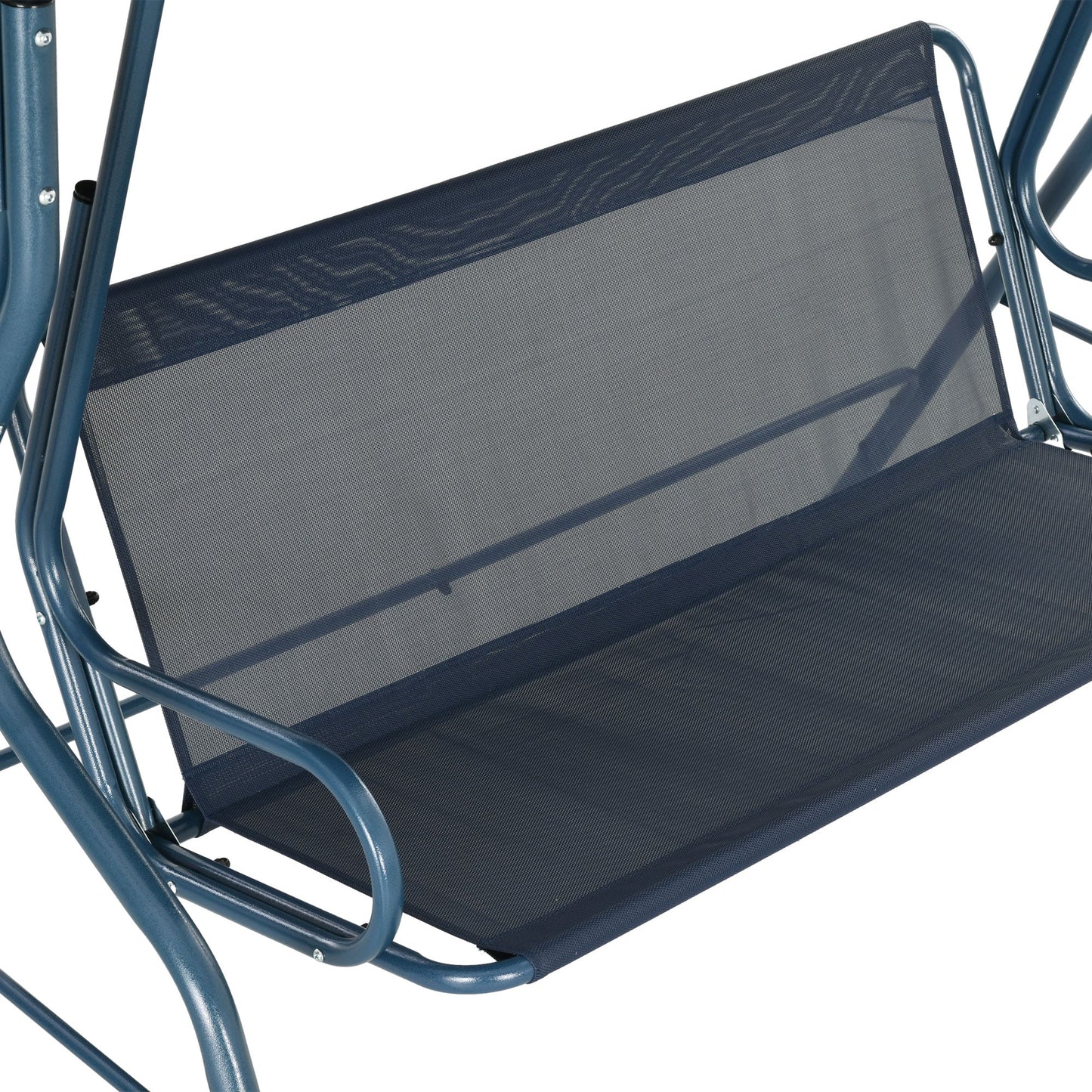 Outsunny 3 Seater Canopy Swing Chair Outdoor Garden Bench with Adjustable Canopy and Metal Frame - Blue Stripes