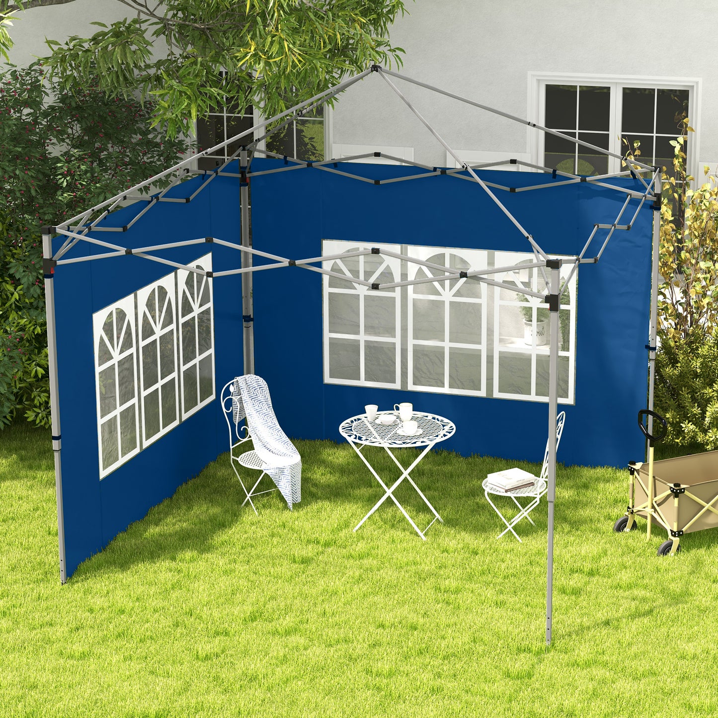 Zestaw 2 bocznych paneli do altany Outsunny – niebieski