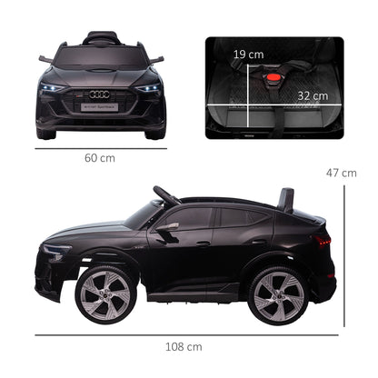 HOMCOM Audi E-tron Licensed 12V Kids Electric Ride On Car with Parental Remote Music Lights MP3 Suspension Wheels for 3-5 Years Black