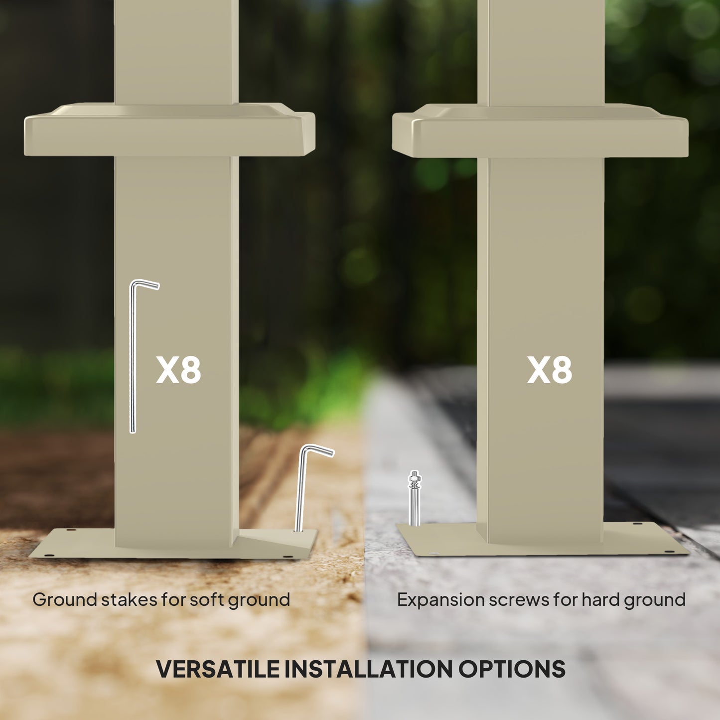 Outsunny 3 x 3(m) Pergola ogrodowa z rozsuwanym dachem i magnetycznym mocowaniem, zestaw pergoli zewnętrznej z baldachimem przeciwsłonecznym, UPF30+, khaki