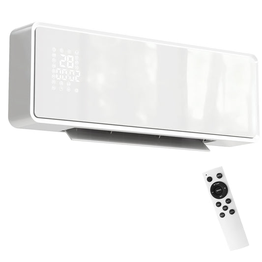 HOMCOM 2000W Ceramic Electric Heater with Fan, Adjustable Thermostat, Wall Mounted - White