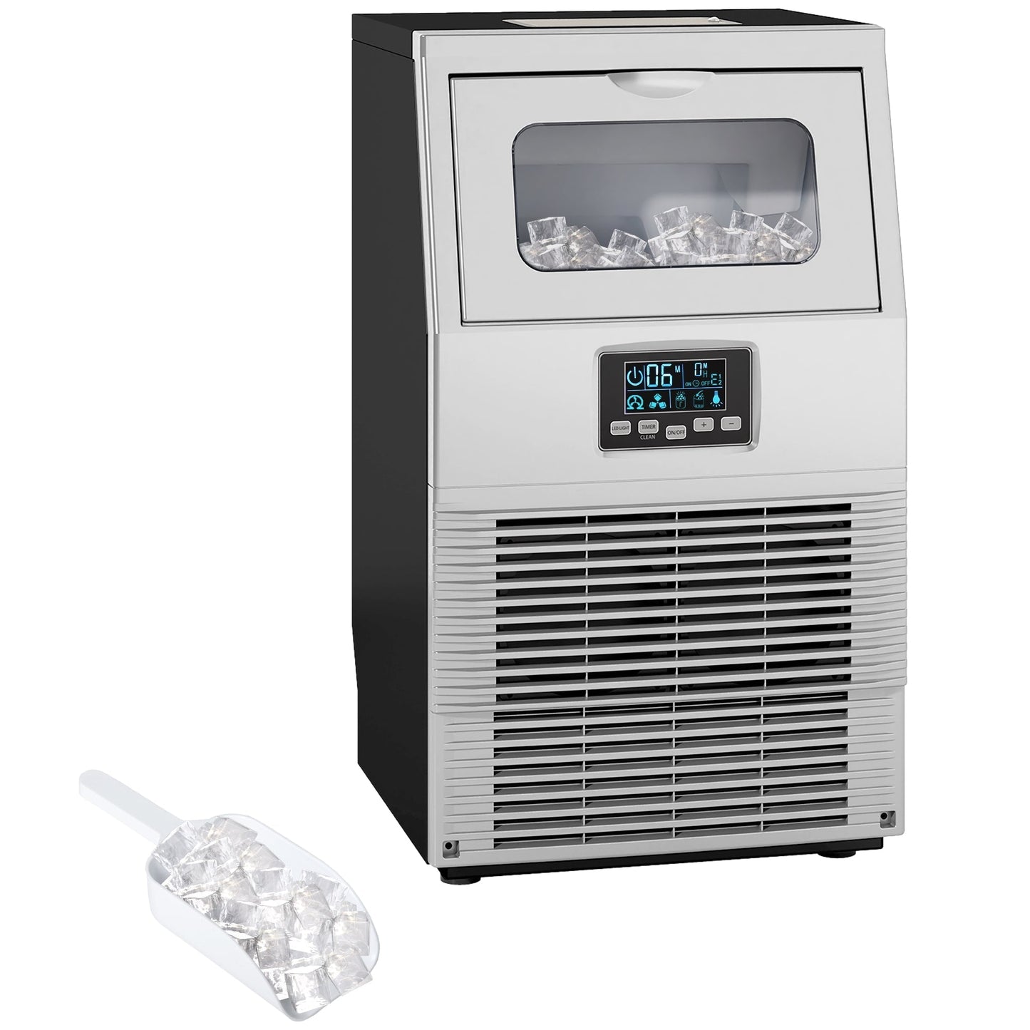 HOMCOM Commercial Ice Maker with 4kg Ice Storage - Silver Tone
