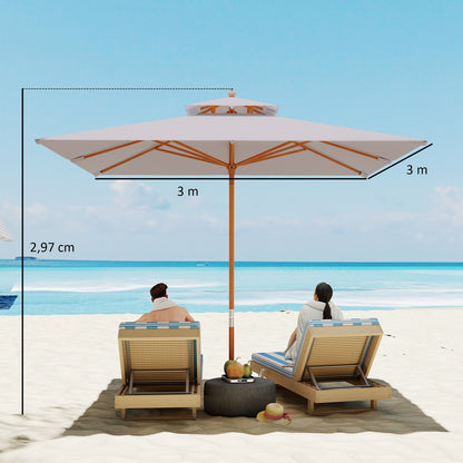 Outsunny 3 m Square Garden Parasol - Grey