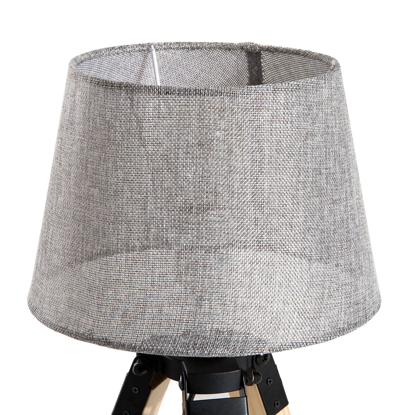 Wooden Tripod Table Lamp for Side, Desk or End Table with E27 Bulb Base（Grey Shade）