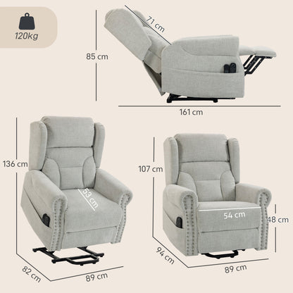 HOMCOM Riser Recliner Chair with Massage and Heat, Chenille Electric Power Lift Recliner Chair, Light Grey