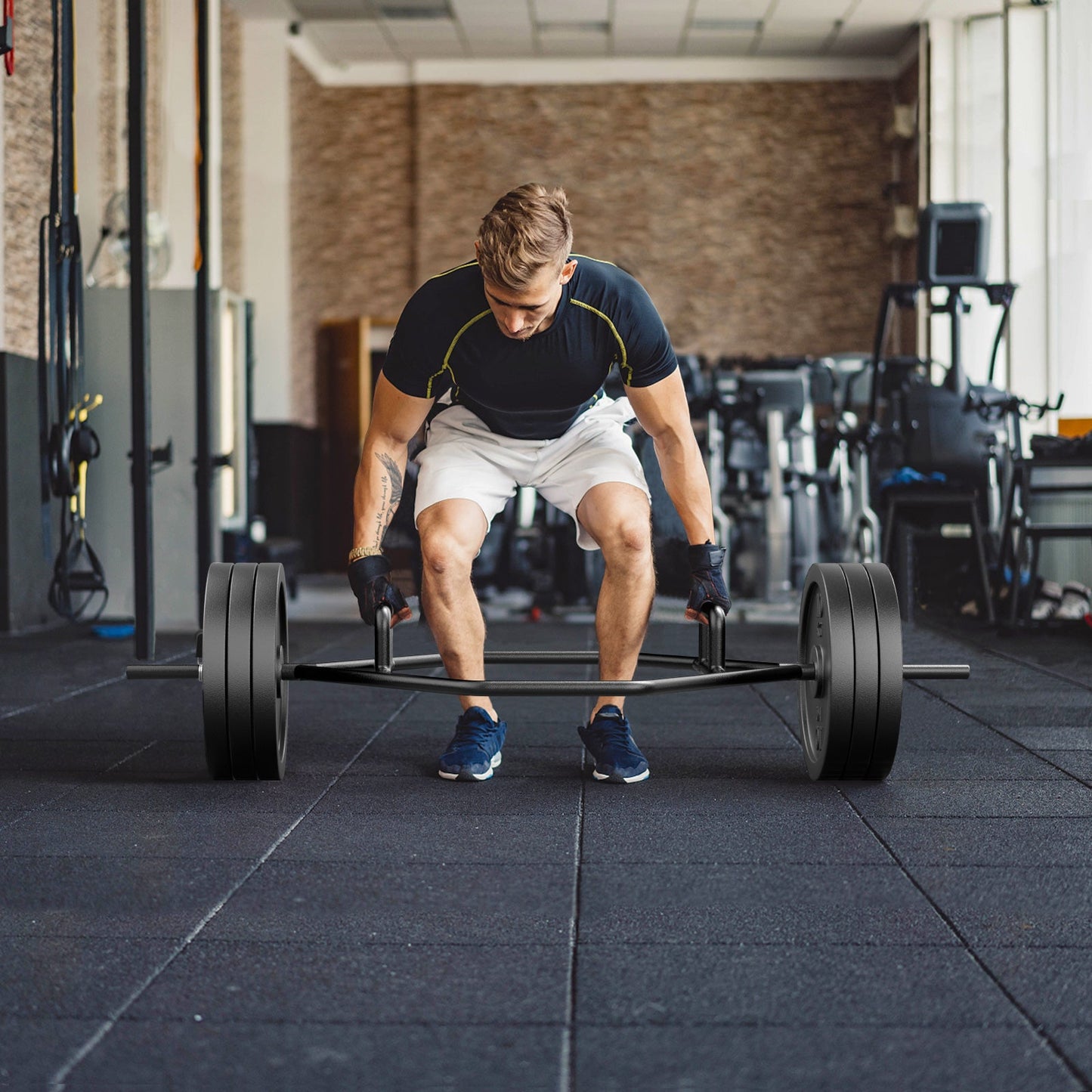 Olympic Hex Trap Bar with Flat or Raised Knurled Handles-Black