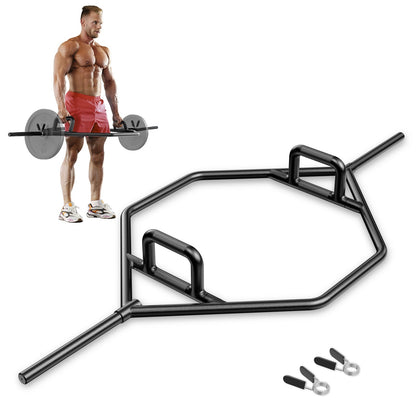 Olympic Hex Trap Bar with Flat or Raised Knurled Handles-Black