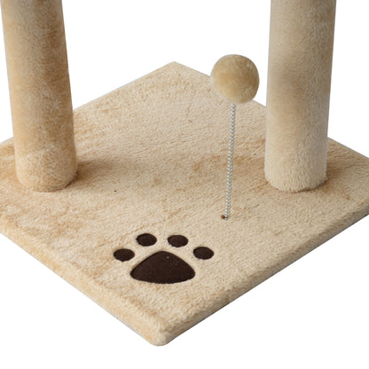 PawHut Cat Tree House, 114H cm-Beige