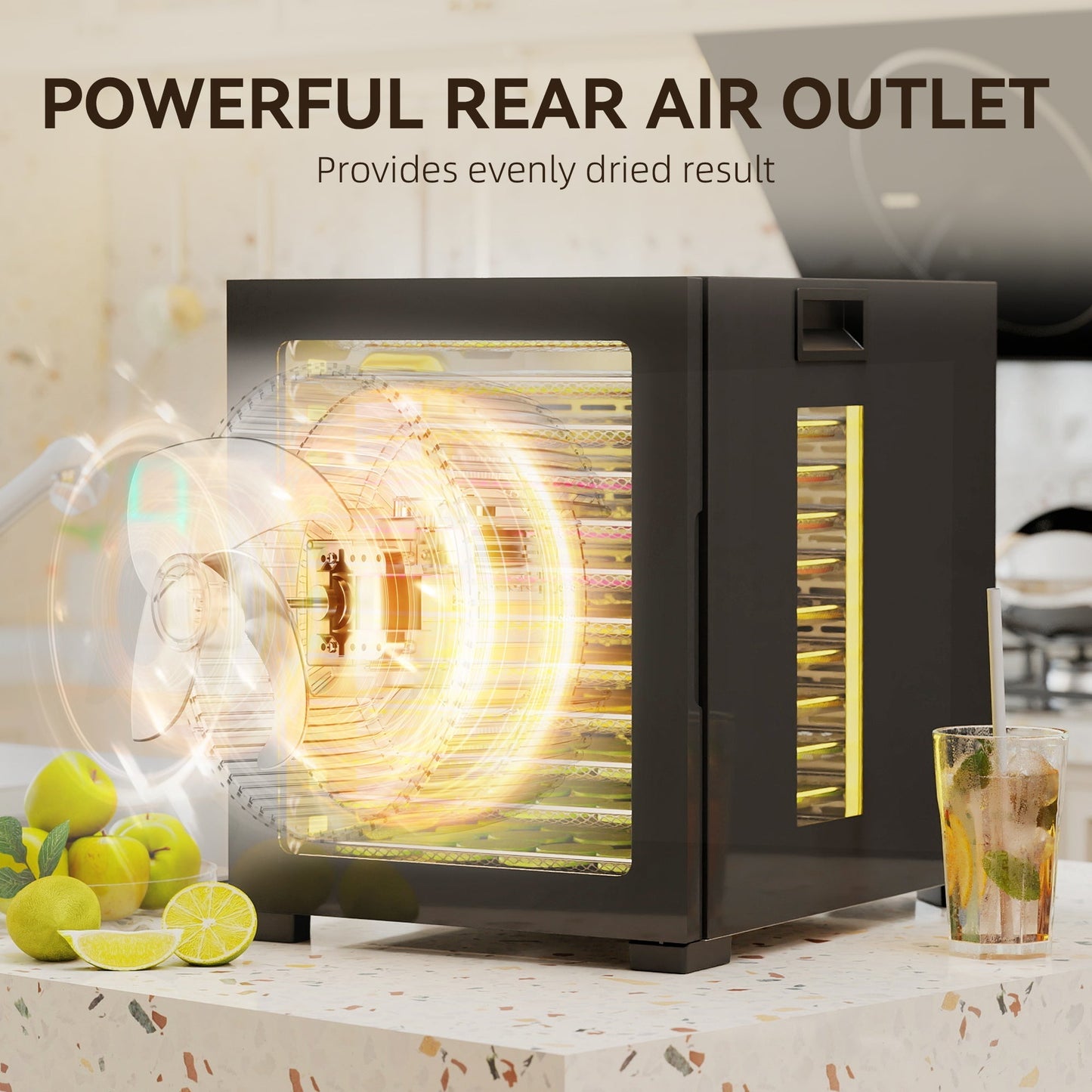 HOMCOM 12-Tray 40-70√¢‚Äû∆í Food Dehydrator - Black