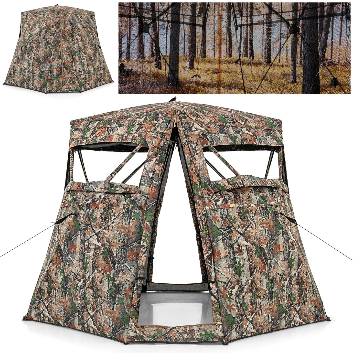 360¬∞ One Way See Through Ground Blind Hunting Blind for 2-3 People