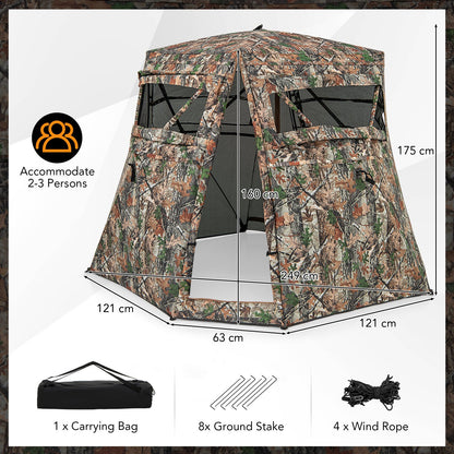 360° One Way See Through Ground Blind Hunting Blind for 2-3 People