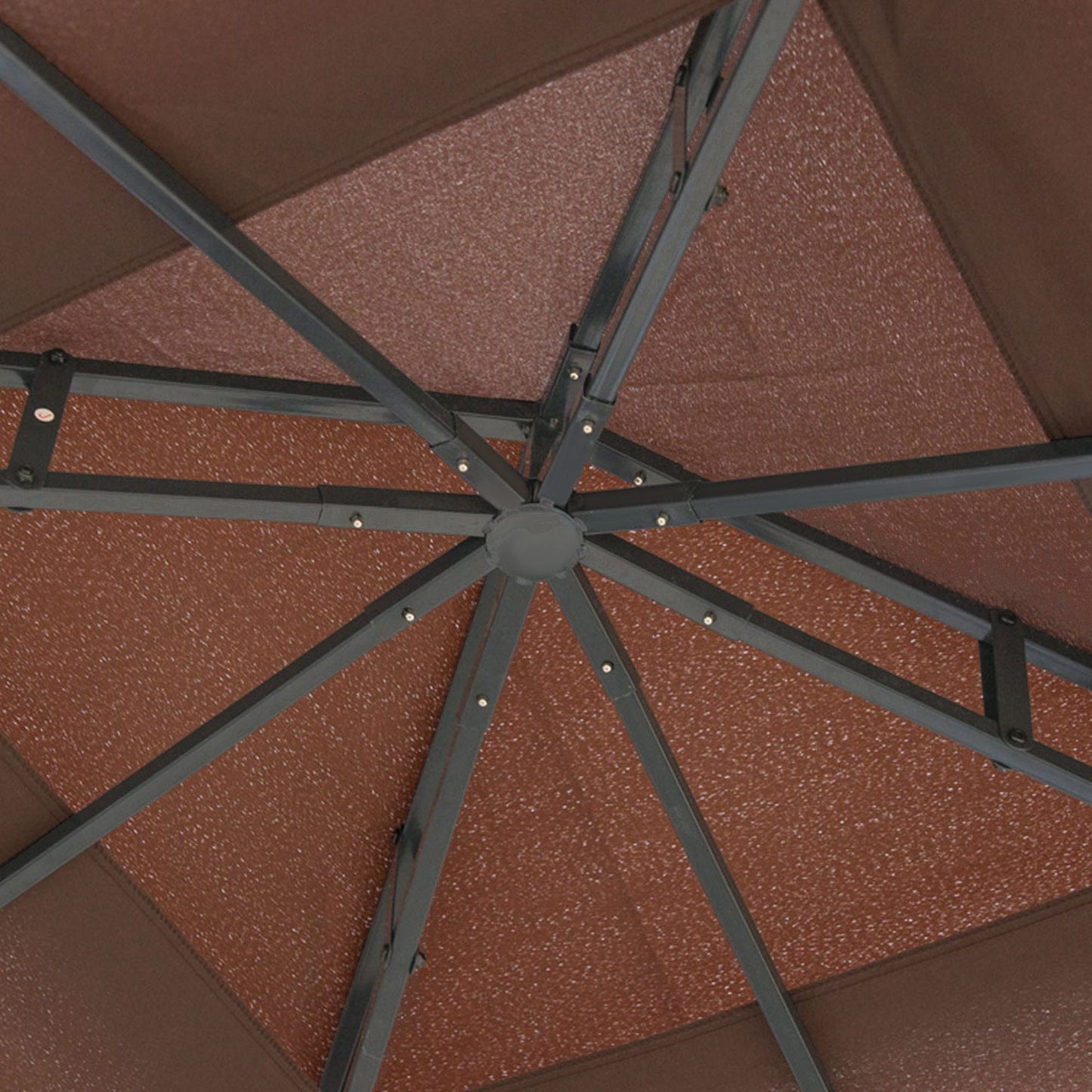 Outsunny 3 x 3(m) Patio Altana Baldachim Pawilon ogrodowy Namiot schronienie z 2-poziomowym dachem i moskitierą, stalowa rama, kolor kawy