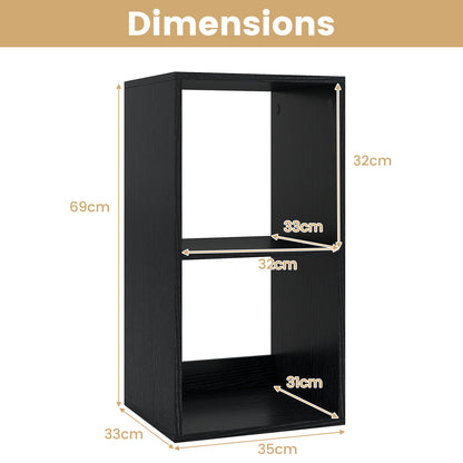 Open Back 2-tier Bookshelf with Anti-toppling Kit-Black