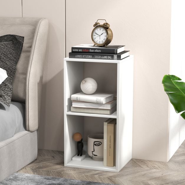 Open Back 2 Tier Bookshelf with Anti-toppling Kit-White