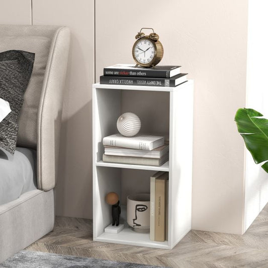 Open Back 2 Tier Bookshelf with Anti-toppling Kit-White