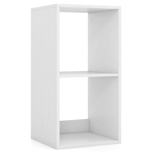 Open Back 2 Tier Bookshelf with Anti-toppling Kit-White