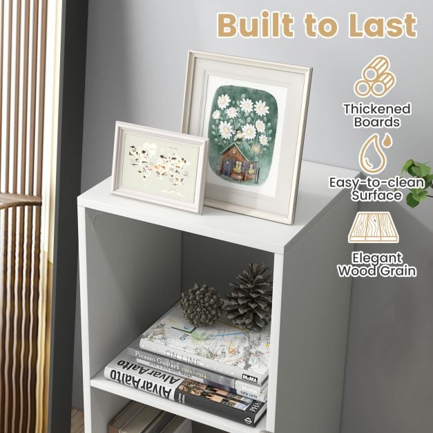 Open Back 2 Tier Bookshelf with Anti-toppling Kit-White