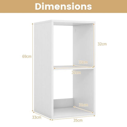 Open Back 2 Tier Bookshelf with Anti-toppling Kit-White