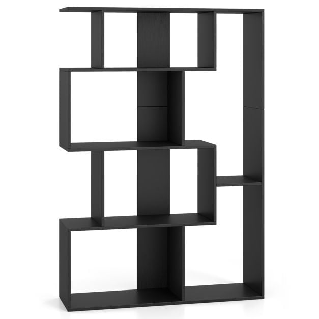 6-Cube Open-back Geometric Bookshelf with Anti-tip Kits-Black