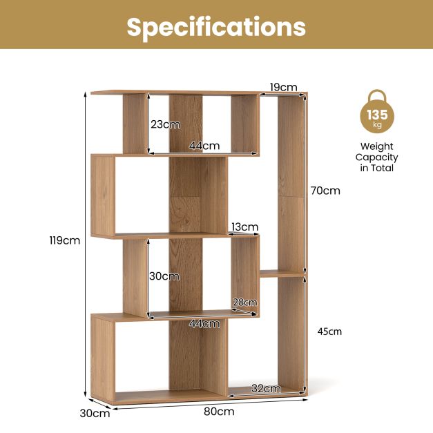 6-Cube Open-back Geometric Bookshelf with Anti-tip Kits-Natural