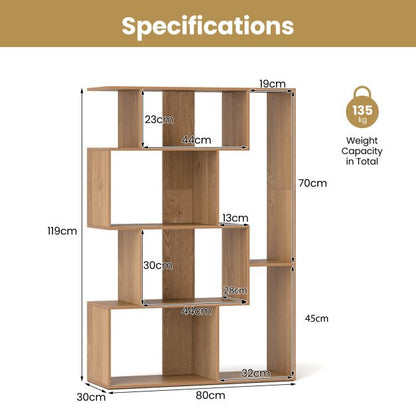 6-Cube Open-back Geometric Bookshelf with Anti-tip Kits-Natural