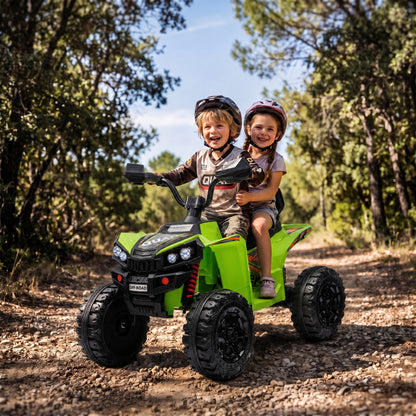 AIYAPLAY 24V 2 Seater Electric Quad Bike for Kids, Ride On Car ATV Toy w/ Forward Backward, for Boys Girls 3-8 Years, Green
