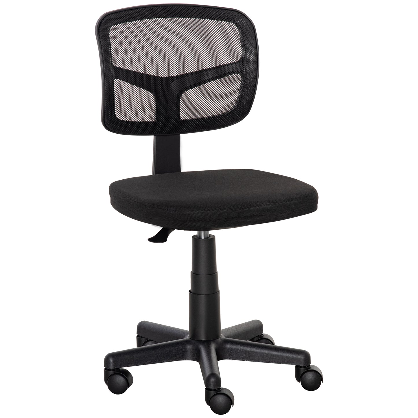 Krzesło biurowe Vinsetto Small Office Chair bez podłokietników, ergonomiczne obrotowe krzesło biurowe z siatki z zakrzywionym oparciem i kółkami, regulowana wysokość, do toaletki domowej, komputera, gabinetu, sypialni, udźwig do 120 kg