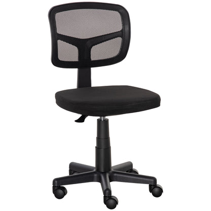 Krzesło biurowe Vinsetto Small Office Chair bez podłokietników, ergonomiczne obrotowe krzesło biurowe z siatki z zakrzywionym oparciem i kółkami, regulowana wysokość, do toaletki domowej, komputera, gabinetu, sypialni, udźwig do 120 kg