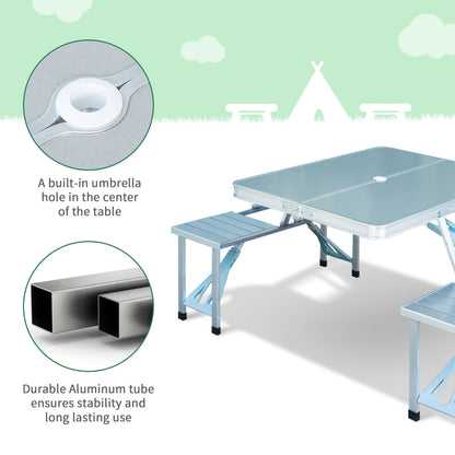 Outsunny Portable Folding Camping Picnic Table and Chairs Stools Set Party Field Kitchen Outdoor Garden BBQ Aluminium