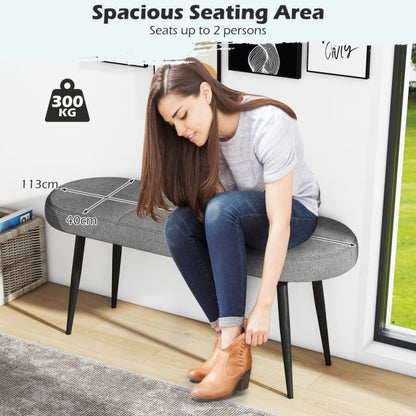 113 cm Ottoman Bench with Sponge Padded Cushion for Entryway Living Room Foyer-Grey