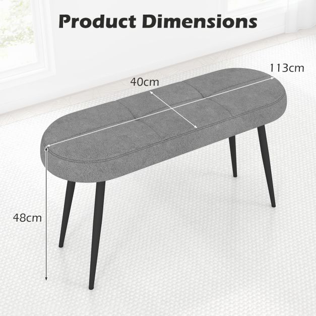 113 cm Ottoman Bench with Sponge Padded Cushion for Entryway Living Room Foyer-Grey