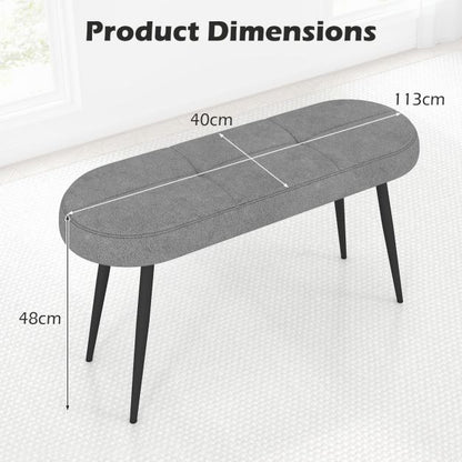 113 cm Ottoman Bench with Sponge Padded Cushion for Entryway Living Room Foyer-Grey