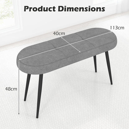 113 cm Ottoman Bench with Sponge Padded Cushion for Entryway Living Room Foyer-Grey