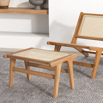 Ottoman Footstool Natural Teak Wooden Foot Rest