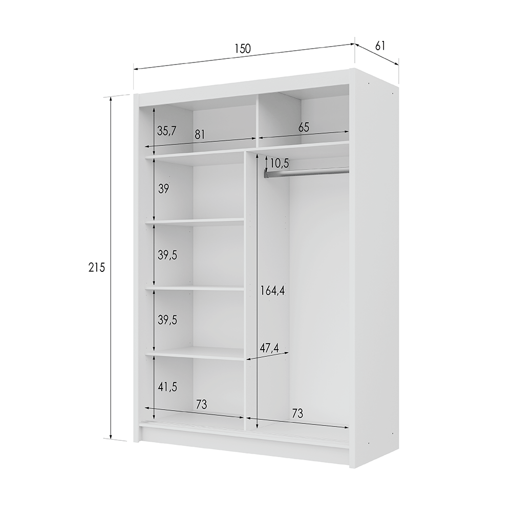 Oak Sonoma Mirrored Sliding Door Wardrobe 150cm – MAYFAIR