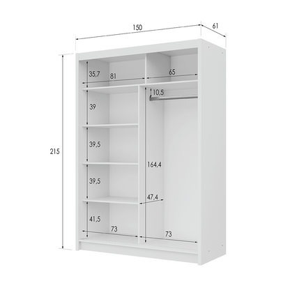 Oak Sonoma Mirrored Sliding Door Wardrobe 150cm – MAYFAIR