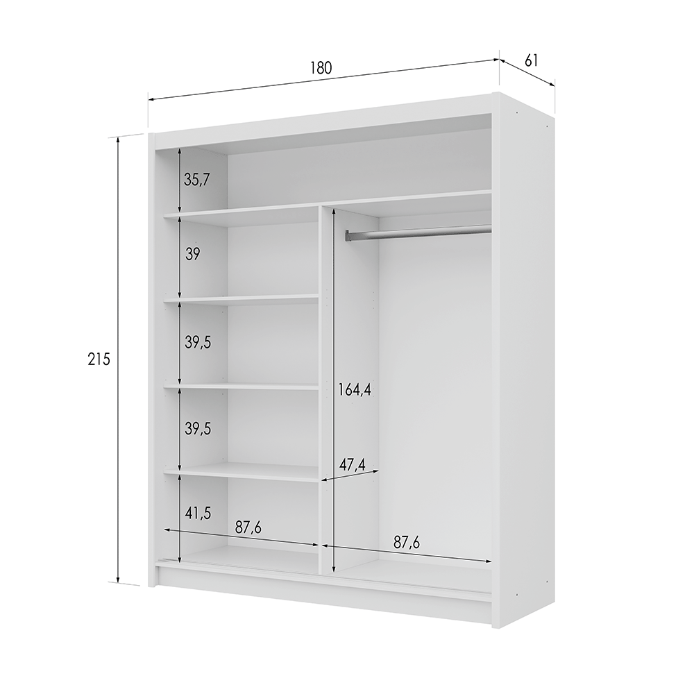 Oak Sonoma Mirrored Sliding Door Wardrobe 180cm – MAYFAIR