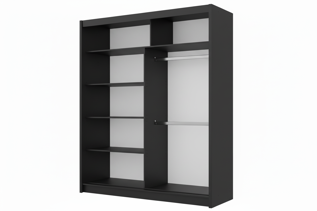 Black Full Mirrored Sliding Door Wardrobe 180cm – ALDRIDGE