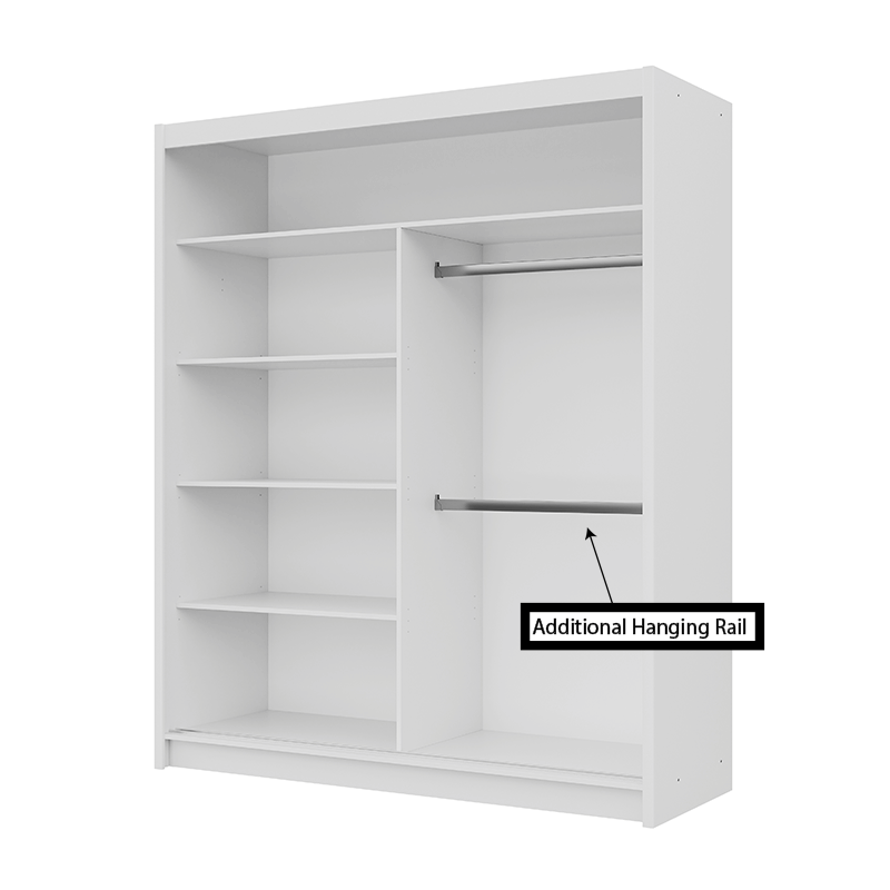 White Mirrored Sliding Door Wardrobe 180cm – MAYFAIR