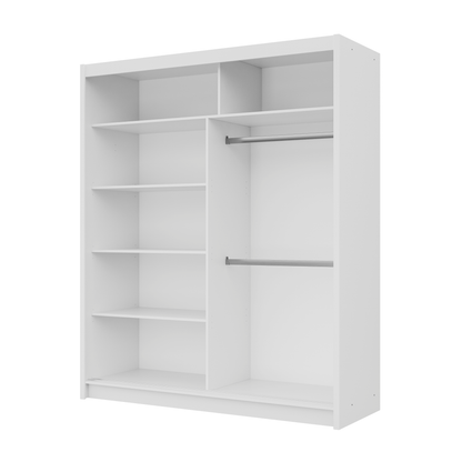 White Full Mirrored Sliding Door Wardrobe 180cm – ALDRIDGE