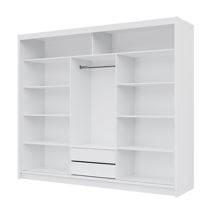 Black / Oak Viking Mirrored Sliding Door Wardrobe 250cm – CHESTER 2