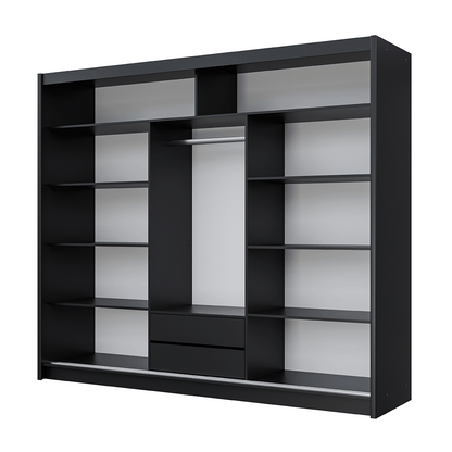 Black Mirrored Sliding Door Wardrobe 250cm – MAYFAIR