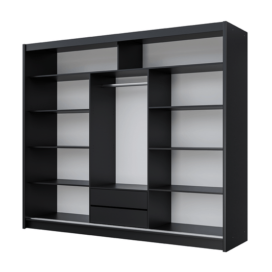 Black Mirrored Sliding Door Wardrobe 250cm – MAYFAIR