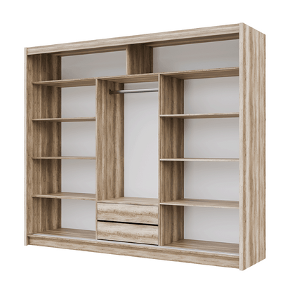 KINGSTON 250cm Sliding Door Wardrobe Oak Canyon + Lava + Mirror