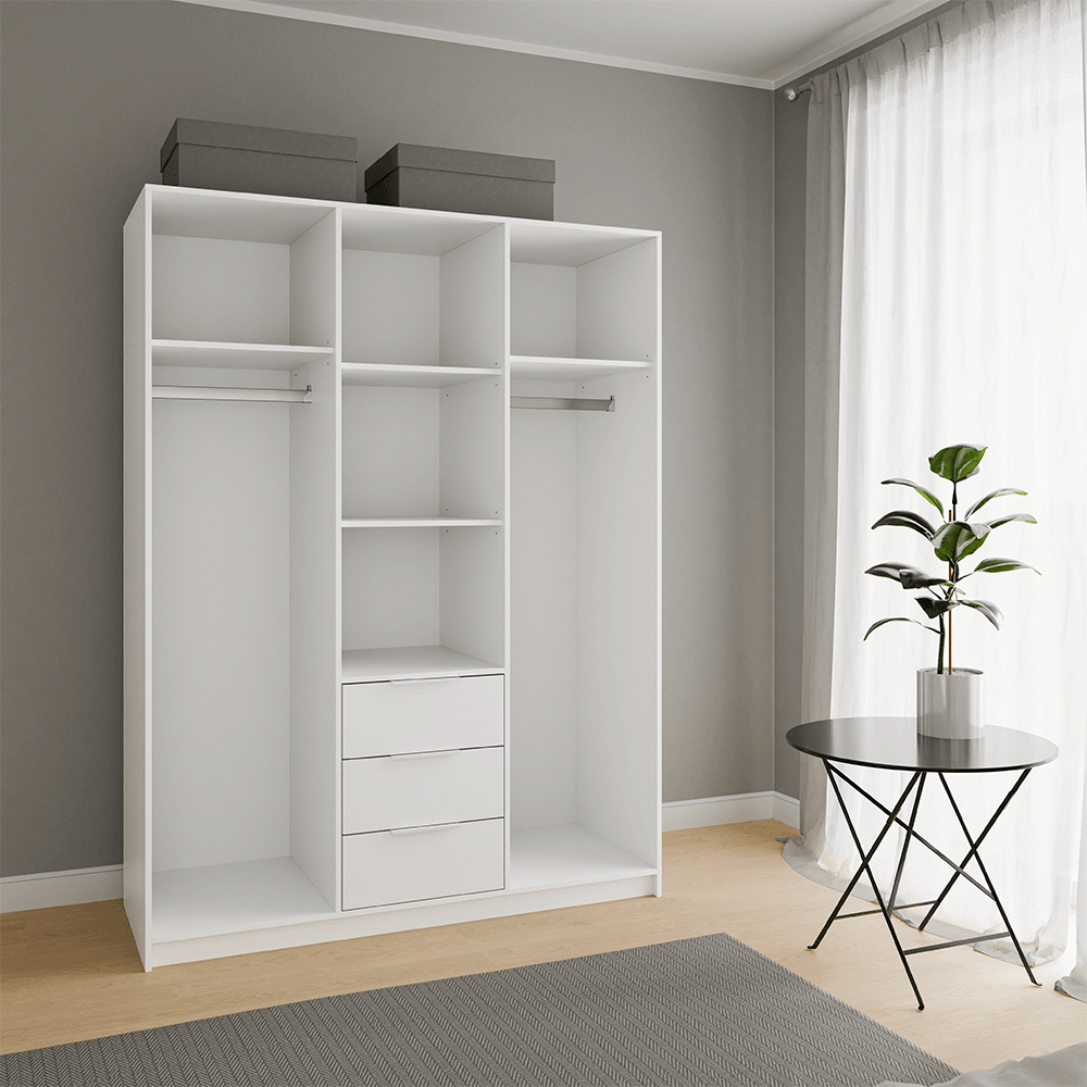 Oak Wotan Mirrored Hinged Door Wardrobe 149cm – HAMPTON LUX D3