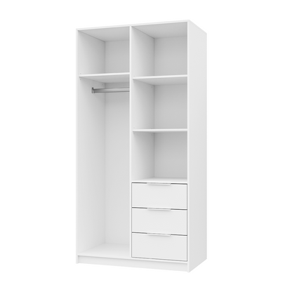 White Mirrored Hinged Door Wardrobe 100cm – HAMPTON LUX D2