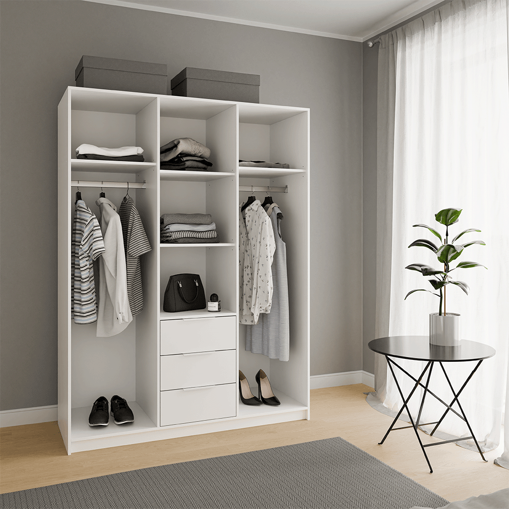 Oak Wotan Mirrored Hinged Door Wardrobe 149cm – HAMPTON LUX D3