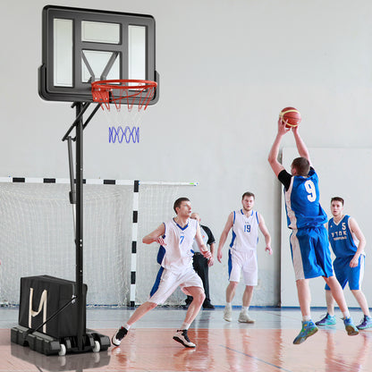 Outdoor Basketball Hoop System with Fillable Base and 2 Wheels-Black